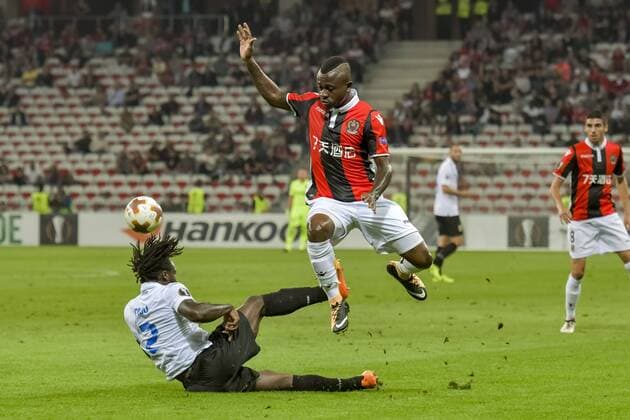 Jean Michael Seri OGC Nice Fankaty Dabo Vitesse Arnhem FOOTBALL OGC Nice vs Vitesse Arnhem Ligue Europa 28 09 2017 NorbertScanella Panoramic 