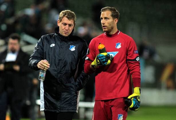28.09.2017 Razgrad(Bulgaria) PFC Ludogorets-TSG 1899 Hoffenheim Europa League men s football Michael Rechner(L) TSG 1899 Hoffenheim goalkeeper coach with Oliver Baumann (r) : 