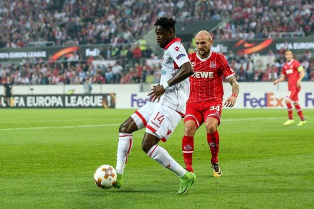 vl. Richmond Yiadom Boakye (Belgrad 14), Konstantin Rausch (FC Koeln 34), 1. FC Koeln - Roter Stern Belgrad Koeln Copyright: xEIBNER BenjaminxHornx EP_BHN