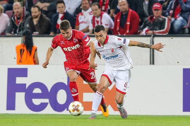 vl. Salih Oezcan (FC Koeln 20), Nemanja Radonjic (Belgrad 49), 1. FC Koeln - Roter Stern Belgrad Koeln Copyright: xEIBNER BenjaminxHornx EP_BHN