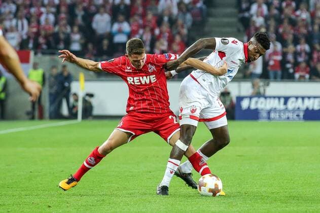 vl. Salih Oezcan (FC Koeln 20), Micel Donald (Belgrad 20), 1. FC Koeln - Roter Stern Belgrad Koeln Copyright: xEIBNER BenjaminxHornx EP_BHN
