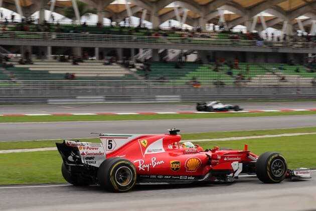 01.10.2017 - Race, Sebastian Vettel (GER) Scuderia Ferrari SF70H Malaysian Grand Prix, Sepang 28 September - 1 October 2017 01.10.2017 - Race, Sebastian Vettel (GER) Scuderia Ferrari SF70H 