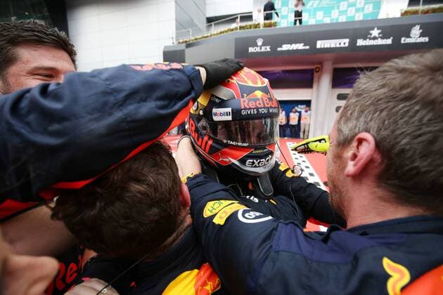 01.10.2017 - Race, Max Verstappen (NED) Red Bull Racing RB13 race winner Malaysian Grand Prix, Sepang 28 September - 1 October 2017 01.10.2017 - Race, Max Verstappen (NED) Red Bull Racing RB13 race winner 