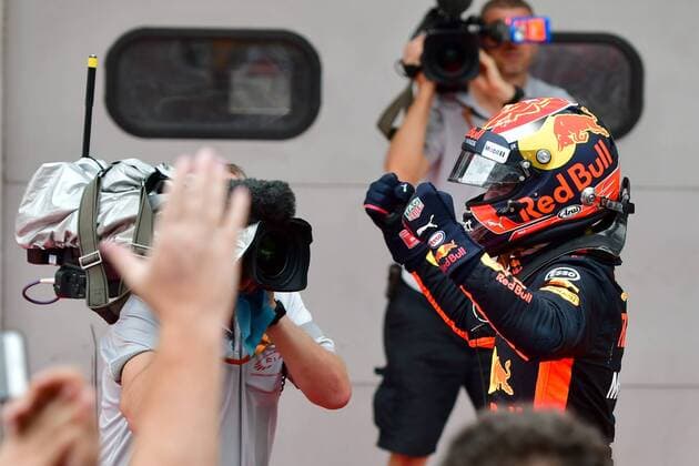 (171001) -- SEPANG, Oct. 1, 2017 -- Red Bull driver Max Verstappen (R) of the Netherlands celebrates after the Formula One Malaysia Grand Prix at the Sepang Circuit in Malaysia, on Oct. 1, 2017. Max Verstappen claimed the title of the event. ) (SP)MALAYSIA-SEPANG-F1 ChongxVoonxChung 