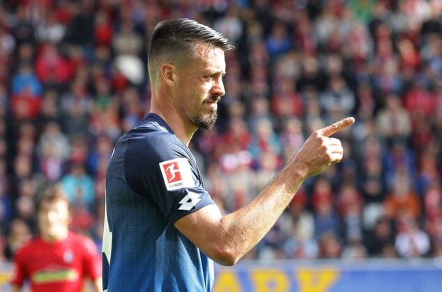 Freiburg m Fußball Bundesliga SC Freiburg vs. TSG 1899 Hoffenheim , Sandro Wagner ( Hoff )
