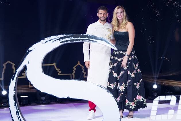 BEIJING, CHINA - OCTOBER 01: Grigor Dimitrov (L) of Bulgaria and Petra Kvitova of Czech Republic attend the 2017 China Open Player Party at Beijing Olympic Tower on October 1, 2017 in Beijing, China.  Copyright: xVCGx CFP111128857873 
