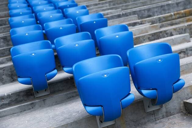 KALININGRAD, RUSSIA - OCTOBER 4, 2017: Seats at Kaliningrad Stadium, a venue for 2018 FIFA World Cup WM Weltmeisterschaft Fussball matches, that is currently under construction. Vitaly Nevar TASS  TS063199
