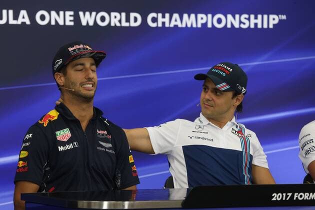 05.10.2017- Thursday press conference PK Pressekonferenz L ro R Daniel Ricciardo (AUS) Red Bull Racing RB13 and Felipe Massa (BRA) Williams F1 Team FW40 Japanese Grand Prix, Suzuka 05 - 08 October 2017 05.10.2017- Thursday Press Conference, L ro R Daniel Ricciardo (AUS) Red Bull Racing RB13 and Felipe Massa (BRA) Williams F1 Team FW40 