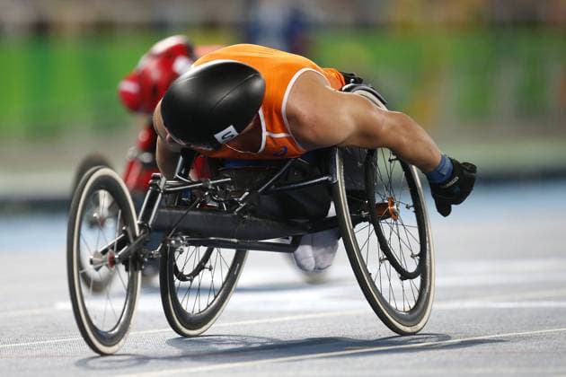 RIO DE JANEIRO 17 09 2016 athletics Paralympic Summer Games 2016 Olympic Stadium men 100 meters T54 final Kenny van Weeghel wins bronze PS 2016 athletics 17 09 2016