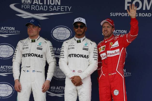 07.10.2017- Qualifying: pole position celebration, 1st position Lewis Hamilton (GBR) Mercedes AMG F1 W08 , 2nd place Valtteri Bottas (FIN) Mercedes AMG F1 W08, 3rd place Sebastian Vettel (GER) Scuderia Ferrari SF70H Japanese Grand Prix, Suzuka 05 - 08 October 2017 07.10.2017- Qualifying: pole position celebration, 1st position Lewis Hamilton (GBR) Mercedes AMG F1 W08 , 2nd place Valtteri Bottas (FIN) Mercedes AMG F1 W08, 3rd place Sebastian Vettel (GER) Scuderia Ferrari SF70H 