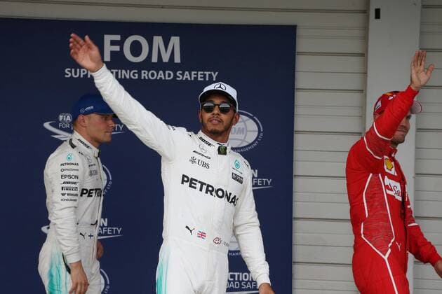 07.10.2017- Qualifying: pole position celebration, 1st position Lewis Hamilton (GBR) Mercedes AMG F1 W08 , 2nd place Valtteri Bottas (FIN) Mercedes AMG F1 W08, 3rd place Sebastian Vettel (GER) Scuderia Ferrari SF70H Japanese Grand Prix, Suzuka 05 - 08 October 2017 07.10.2017- Qualifying: pole position celebration, 1st position Lewis Hamilton (GBR) Mercedes AMG F1 W08 , 2nd place Valtteri Bottas (FIN) Mercedes AMG F1 W08, 3rd place Sebastian Vettel (GER) Scuderia Ferrari SF70H 