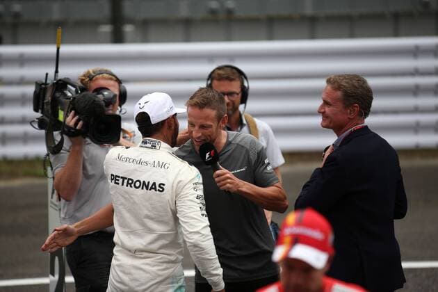 07.10.2017- Lewis Hamilton (GBR) Mercedes AMG F1 W08 interviewed by Jenson Button (GBR) McLaren deserve driver Japanese Grand Prix, Suzuka 05 - 08 October 2017 07.10.2017- Lewis Hamilton (GBR) Mercedes AMG F1 W08 interviewed by Jenson Button (GBR) McLaren deserve driver 