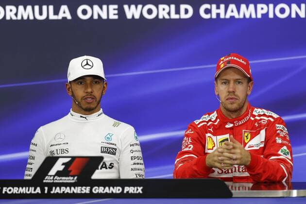 Motorsports: FIA Formula One World Championship WM Weltmeisterschaft 2017, Grand Prix of Japan, 44 Lewis Hamilton (GBR, Mercedes AMG Petronas Formula One Team), 5 Sebastian Vettel (GER, Scuderia Ferrari), Suzuka Japan