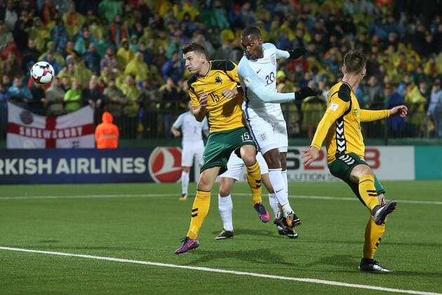 Lithuania v England 2018 FIFA World Cup WM Weltmeisterschaft Fussball Qualifying Daniel Sturridge of England heads for goal during the 2018 FIFA World Cup Qualifying match at LFF Stadium, Vilnius Content Not Available For UK Newspapers Copyright: xPaulxChestertonx FIL-10791-0093