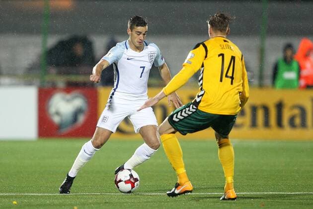 Lithuania v England 2018 FIFA World Cup WM Weltmeisterschaft Fussball Qualifying Harry Winks of England and Vykintas Slivka of Lithuania in action during the 2018 FIFA World Cup Qualifying match at LFF Stadium, Vilnius Content Not Available For UK Newspapers Copyright: xPaulxChestertonx FIL-10791-0122