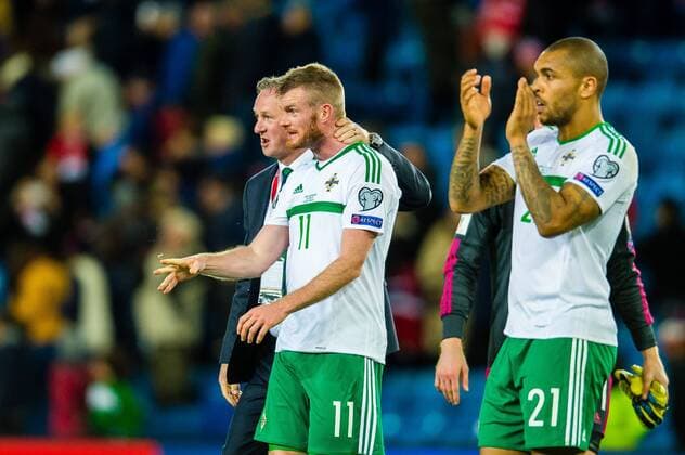 Fotball , 8 Oktober , VM Kvalifisering , FIFA World Cup WM Weltmeisterschaft Fussball European qualifiers , Landslaget , Norge - Nord-Irland , Norway - Northern Ireland , Chris brunt , Michael O Neill , Foto: Marius Simensen, Digitalsport