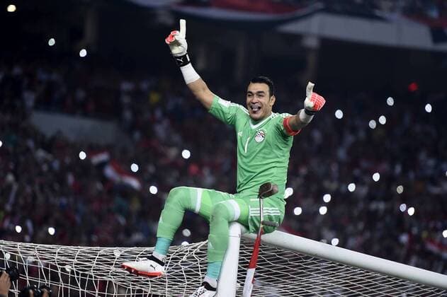 October 8, 2017 - Alexandria, Alexandria, Egypt - Essam El Hadary of Egypt celebrates after winning the 2018 FIFA World Cup WM Weltmeisterschaft Fussball qualification match between Egypt and Congo at the Borg El-Arab Stadium in Alexandria, Egypt, Oct. 8, 2017. Egypt won 2-1 and qualified to the World Cup finals Middle East News - October 8, 2017 - ZUMAap3_ 80407802st Copyright: xAmrxSayedx