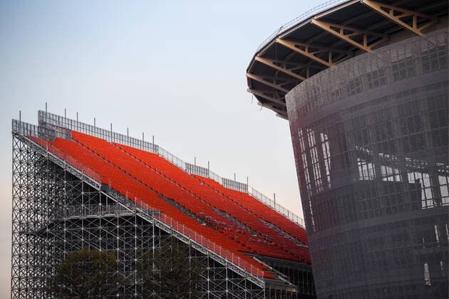 YEKATERINBURG, RUSSIA - OCTOBER 9, 2017: A view of Central Stadium under reconstruction. The stadium is to be renamed Yekaterinburg Arena Stadium for the 2018 FIFA World Cup WM Weltmeisterschaft Fussball Donat Sorokin TASS  TS063C89