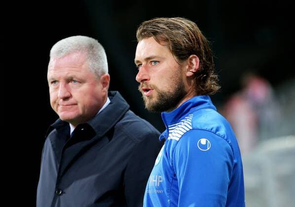 Fußball, Trainerhistorie, Stuttgarter Kickers BAU 09.10.2017 Stuttgart-Degerloch Fußball SV Stuttgarter Kickers vs. KSV Hessen Kassel, v.l. Präsident Rainer Lorz und Trainer Tomasz Kaczmarek (Kickers)