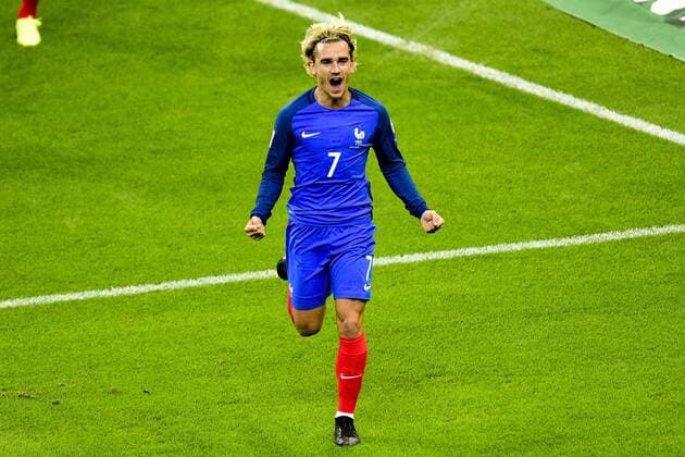 joie des joueurs de l equipe de France apres le but de Antoine Griezmann France FOOTBALL France vs Bielorussie Qualifications St Denis 10 10 2017 JBAutissier Panoramic 