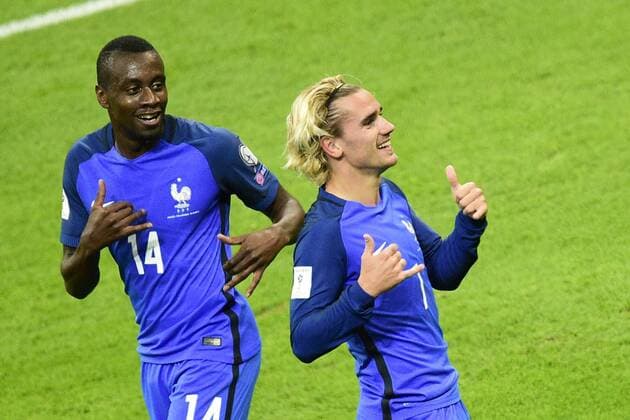 joie des joueurs de l equipe de France apres le but de Antoine Griezmann France FOOTBALL France vs Bielorussie Qualifications St Denis 10 10 2017 JBAutissier Panoramic 