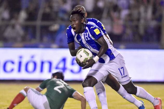 Honduran Alberth Elis jubilates a goal during the FIFA 2018 Russia World Cup Concacaf qualifier between the national soccer teams of Honduras and Mexico at the Olympic Stadium in San Pedro Sula, Honduras, 10 October 2017. Honduras vs Mexico !ACHTUNG: NUR REDAKTIONELLE NUTZUNG!  Copyright: xJoséxVallex HON002 20171011-636432880950306324