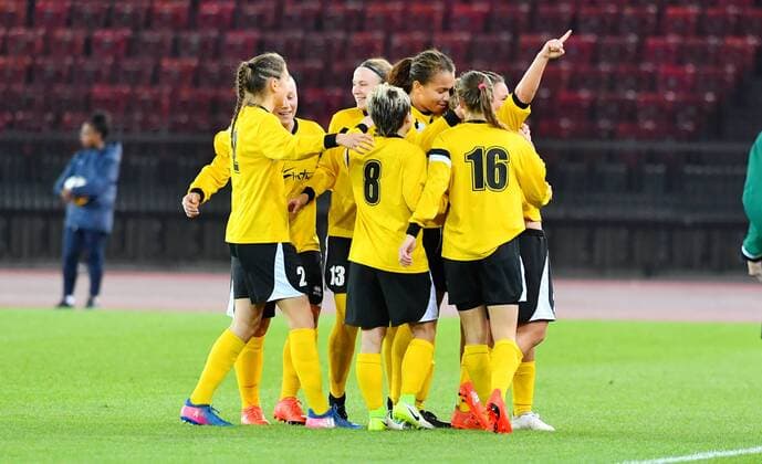11 10 2017 Zurich Switzerland Football Women Season 2017 2018 Women u0026 39;s Champions League FC Zurich LTU Picture shows goal celebration Action shot cheering Gesture