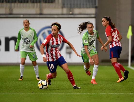 Amanda Sampedro Madrid Tessa Wullaert Wolfsburg 10 Football UEFA Women Champions League VfL Wolfsburg Atletico Madrid xPW001F2Px