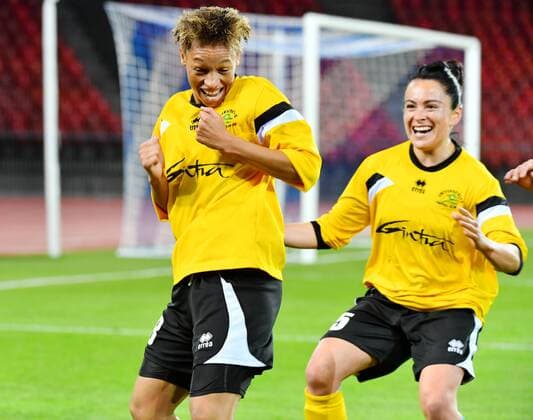 11 10 2017 Zurich Switzerland Football Women Season 2017 2018 Women u0026 39;s Champions League FC Zurich LTU Picture shows Scorer Coleman cheering FCZ Action shot cheering