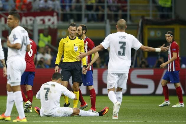 Milan 28 05 2016 Stadium San Siro season 2015 2016 Champions League final Real Madrid Atletico Madrid 1 1 Real wins after punishments referee Mark Clattenburg SCARY Real Madrid Atletico Madrid