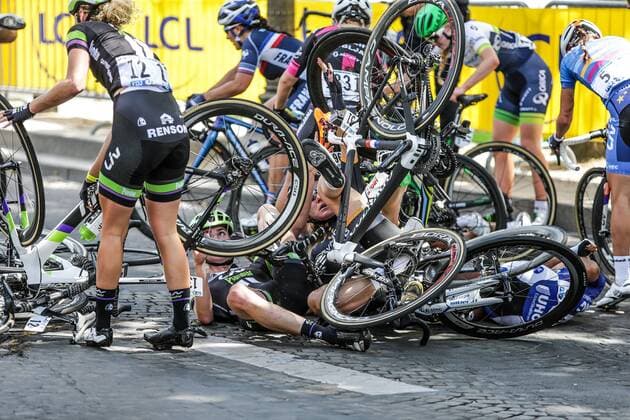 Paris 24 07 2016 cycling La Course women today became previous to the entry from the 103e edition from the Tour the France Lacourse passed Lacourse is the womens match on the Champs Elysees also this Year knew the contest Again a lot crashes La Course 2016