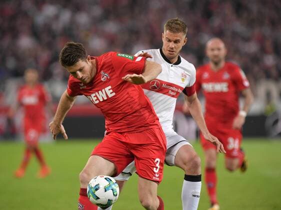 13 10 2017 Football 1 League 2017 2018 8 Matchday VfB Stuttgart 1 FC Cologne in the Mercedes Benz Arena Stuttgart v left Dominique Heintz Cologne against Simon Terodde Stuttgart