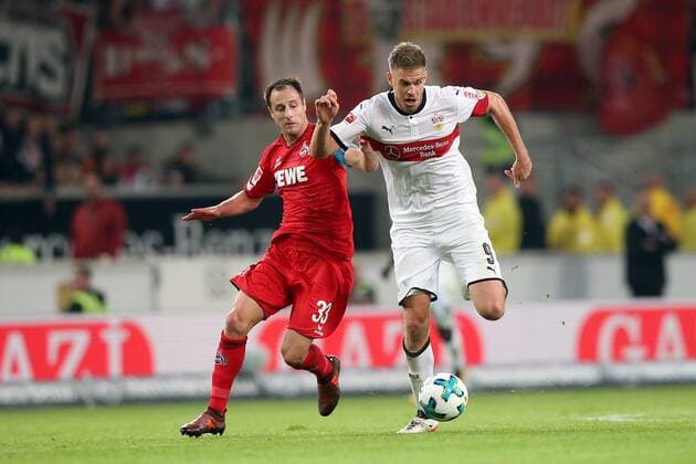 Matthias Lehmann 1 FC Cologne 33 Simon Terodde VfB Stuttgart 9 VfB Stuttgart vs 1 FC Cologne 1 Bundesliga Football 13 10 2017 Stuttgart Copyright: xLanger Eibner-Pressefotox EP_HLR