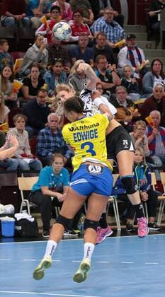 14 10 2017 Germany Ludwigsburg Germany Handball Champions League Women Season 2017 2018 SG BBM Bietigheim vs Metz Handball v l Beatrice Edwige Metz Angela Male stone BBM