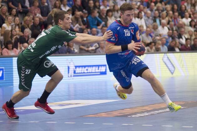 Strobel Martin 15 HBW Balingen Because Stetten duel HBW Balingen Because Stetten vs HG Saarlouis Handball 2 Bundesliga Men 14 10 2017 Balingen Copyright: xEibner-Pressefoto NicolasxWoernx EP_NWN