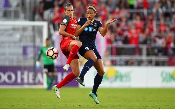 October 14, 2017 - Orlando, Florida, United States - Orlando, FL - Saturday October 14, 2017: Amandine Henry, Lynn Williams during the NWSL Championship match between the North Carolina Courage and the Portland Thorns FC at Orlando City Stadium. Amandine Henry, Lynn Williams - ZUMAt139 20171014_zaa_t139_075 Copyright: xBradxSmithx
