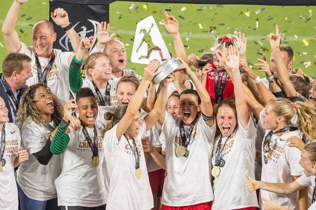 October 14, 2017 - Orlando, Florida, United States - Orlando, FL - Saturday October 14, 2017: Portland Thorns FC celebrating the victory during the NWSL Championship match between the North Carolina Courage and the Portland Thorns FC at Orlando City Stadium. Portland Thorns FC celebrating the victory - ZUMAt139 20171014_zaa_t139_140 Copyright: xJeremyxReperx