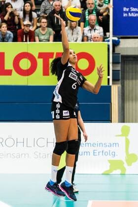 Wivian Gadelha de Souza Black White Erfurt 6 at the Statement Volleyball 1 Bundesliga Women USC Muenster Black White Erfurt xprx