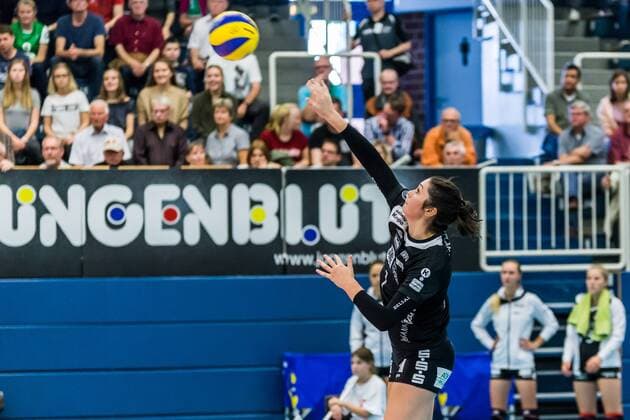 Bailey Marie Nichol Black White Erfurt 1 at the Statement Volleyball 1 Bundesliga Women USC Muenster Black White Erfurt xprx