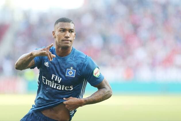 goal celebration Walace Souza Silva HSV 12 fault to 1 1 Compensation results goal 1 FSV Mainz 05 Hamburg SV 1 FBL 1 Football Bundesliga Season 2017 2018 Mainz Copyright: xRoskaritzx Eibner-Pressefotox EP_fh_rrz