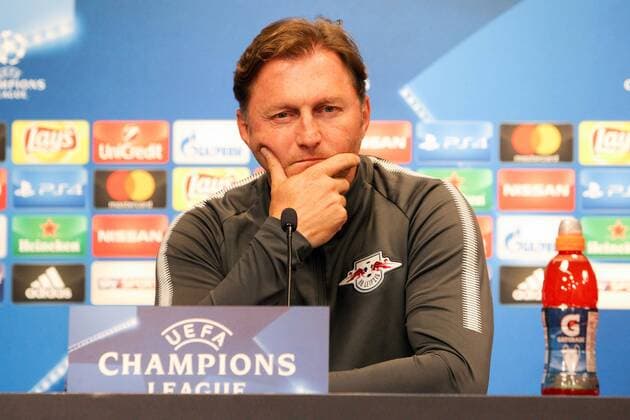 RB Leipzig press conference Champions League Leipzig 16 10 2017 Red Bull Arena Football UEFA Champions League Group G 3 Matchday Press conference at Day the Game RB Leipzig vs FC Porto in Picture team manager Ralph Hasenhüttl Hasenhuettl RB Leipzig