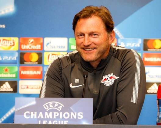 RB Leipzig press conference Champions League Leipzig 16 10 2017 Red Bull Arena Football UEFA Champions League Group G 3 Matchday Press conference at Day the Game RB Leipzig vs FC Porto in Picture team manager Ralph Hasenhüttl Hasenhuettl RB Leipzig