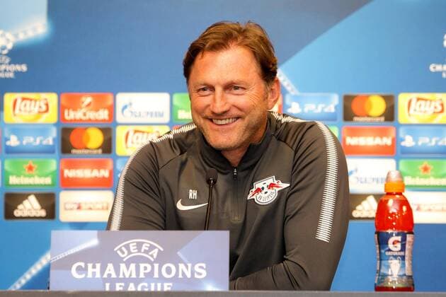 RB Leipzig press conference Champions League Leipzig 16 10 2017 Red Bull Arena Football UEFA Champions League Group G 3 Matchday Press conference at Day the Game RB Leipzig vs FC Porto in Picture team manager Ralph Hasenhüttl Hasenhuettl RB Leipzig