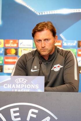 RB Leipzig press conference Champions League Leipzig 16 10 2017 Red Bull Arena Football UEFA Champions League Group G 3 Matchday Press conference at Day the Game RB Leipzig vs FC Porto in Picture team manager Ralph Hasenhüttl Hasenhuettl RB Leipzig