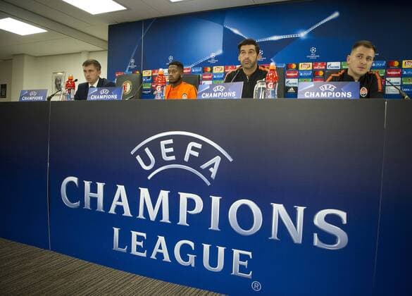 Fußball, CL, PK Schachtar Donezk 16-10-2017 VOETBAL: TRAINING EN PERSCONFERENTIE FEYENOORD: ROTTERDAM Paolo Fonseca en Fred Foto: SCS Michel Utrecht xVIxVIxImagesx xSoenarxChamidxsportfotografiexIVx 9034453
