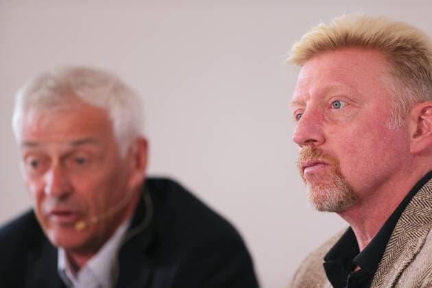 17 10 2017 Germany Ismaning Tennis DTB Panel discussion in Picture DTB Sports Director Klaus Eberhard and DTB Head of Tennis Boris Becker Ismaning Copyright: xBachun xEibner-Pressefotox EP_tbn