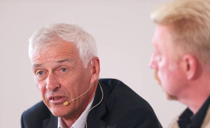 Ismaning Germany 17 10 2017 Tennis DTB Panel discussion Image Shows Germany Ismaning Tennis DTB Panel discussion in Picture DTB Sports Director Klaus Eberhard and DTB Head of Tennis Boris Becker Photo GEPA Pictures Thomas Bachun Ismaning Copyright: xBachun xEibner-Pressefotox EP_tbn