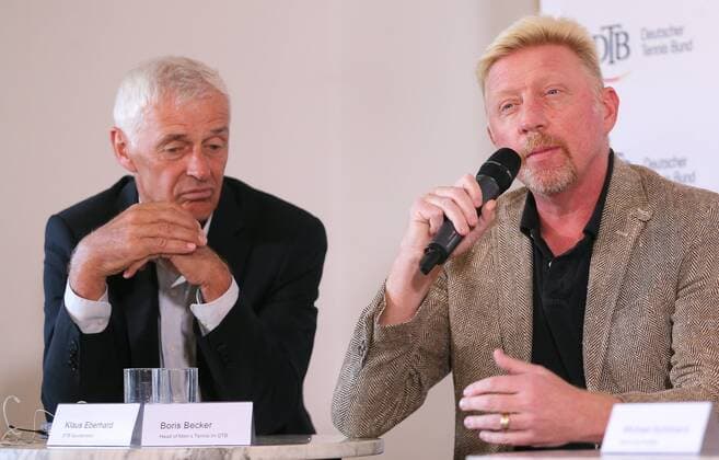 17 10 2017 Germany Ismaning Tennis DTB Panel discussion in Picture DTB Sports Director Klaus Eberhard and DTB Head of Tennis Boris Becker Ismaning Copyright: xBachun xEibner-Pressefotox EP_tbn