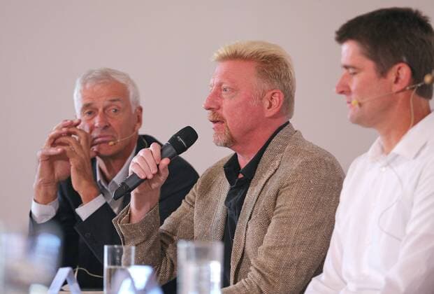 Ismaning Germany 17 10 2017 Tennis DTB Panel discussion Image Shows Germany Ismaning Tennis DTB Panel discussion in Picture DTB Sports Director Klaus Eberhard DTB Head of Tennis Boris Becker and Davis Cup Captain Michael Kohlmann Photo GEPA Pictures Thomas Bachun Ismaning Copyright: xBachun xEibner-Pressefotox EP_tbn