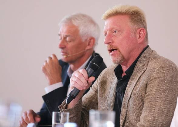 17 10 2017 Germany Ismaning Tennis DTB Panel discussion in Picture DTB Sports Director Klaus Eberhard and DTB Head of Tennis Boris Becker Ismaning Copyright: xBachun xEibner-Pressefotox EP_tbn